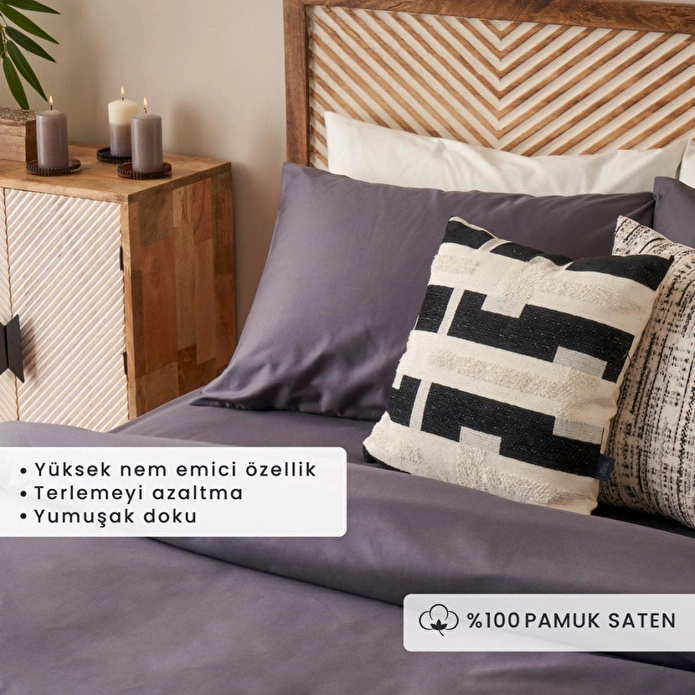 Bella Maison %100 Pamuk Saten Supreme Tek Kişilik Nevresim Seti Antrasit (160x220 Cm) Antrasit