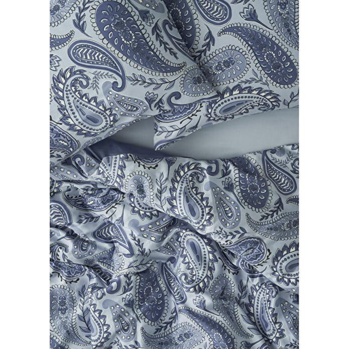 Bella Maison %100 Pamuk Saten Paisley Çift Kişilik Nevresim Takımı Mavi (200x220 Cm) Mavi