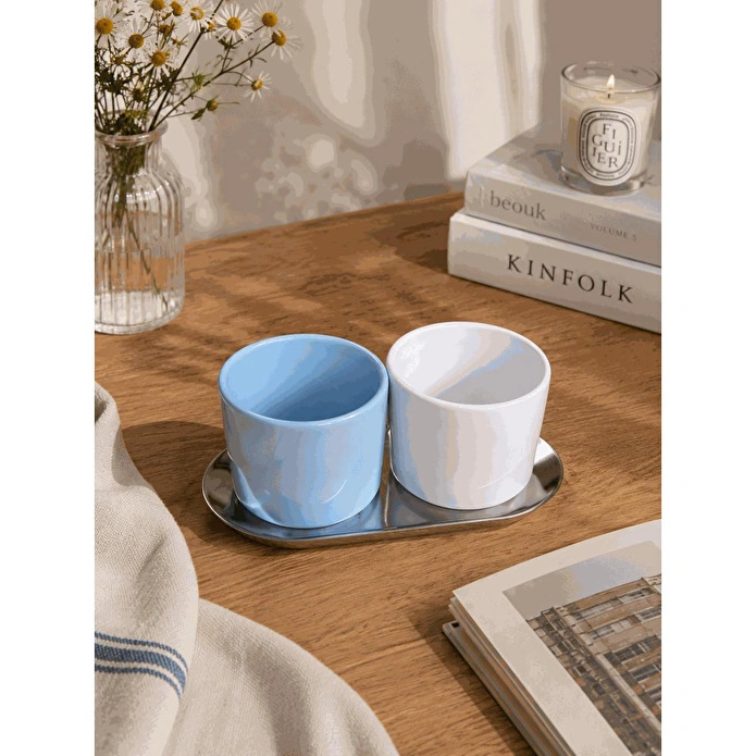 Beige & Stone Mavi Seramik Kupa 175 Ml Minimal Kahve Kupası Çay Fincanı Espresso Ve Türk Kahvesi Bardağı