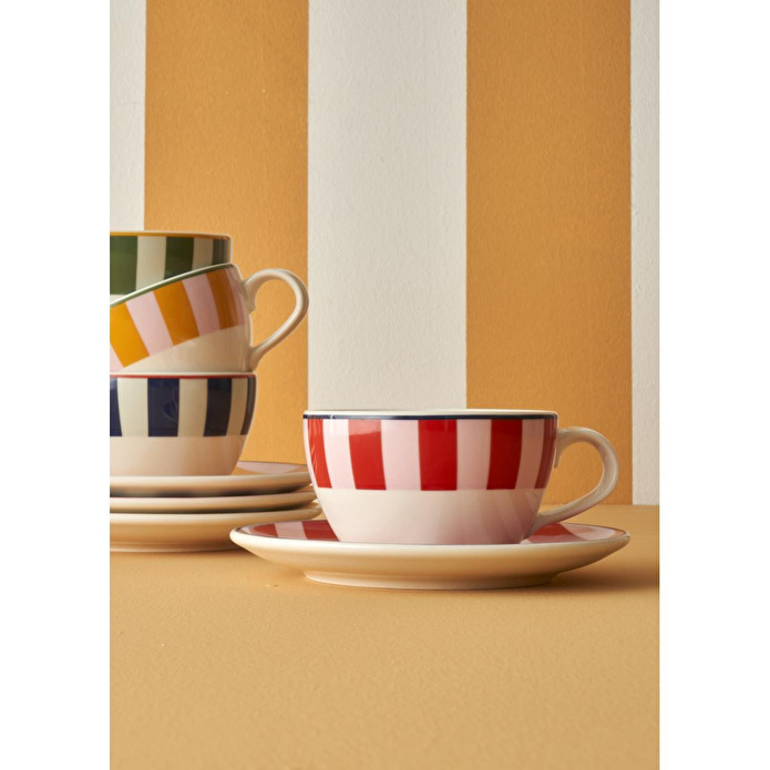 Bella Maison Line 2'li Çay Fincanı Yeşil-turuncu (270 Cc) Yeşil-turuncu