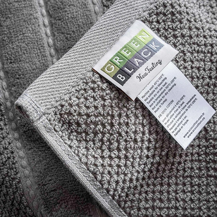 Green Black Anna 3'lü Havlu Seti %100 Pamuk Jakarlı Antrasit