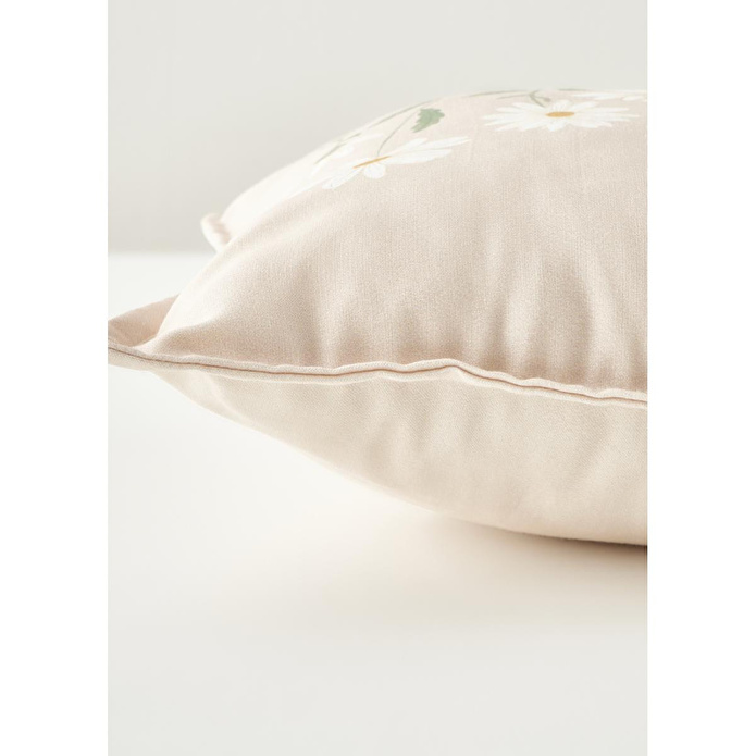 Bella Maison Daisy Volanlı Kenar Nakışlı Dekoratif Yastık Kılıfı Bej (35x50 Cm) Bej