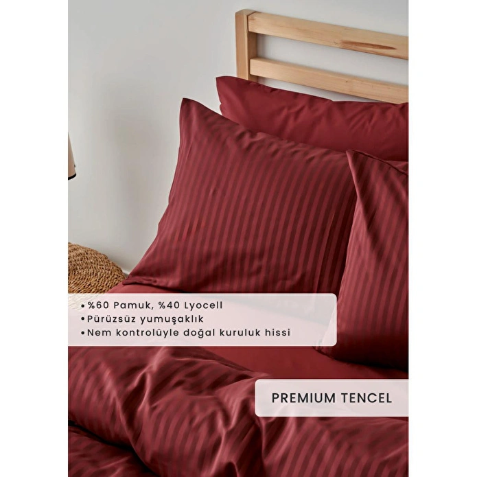 Bella Maison Premium Tencel King Size Saten Nevresim Seti Bordo (240x220 Cm) Bordo