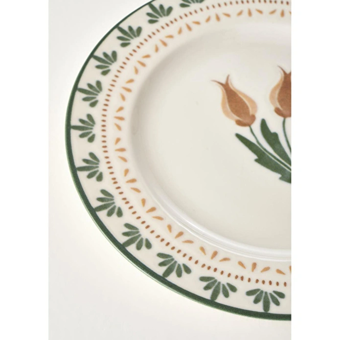 Bella Maison Tulip Porselen 6'lı Pasta Tabağı Seti (21 Cm) Çok Renkli