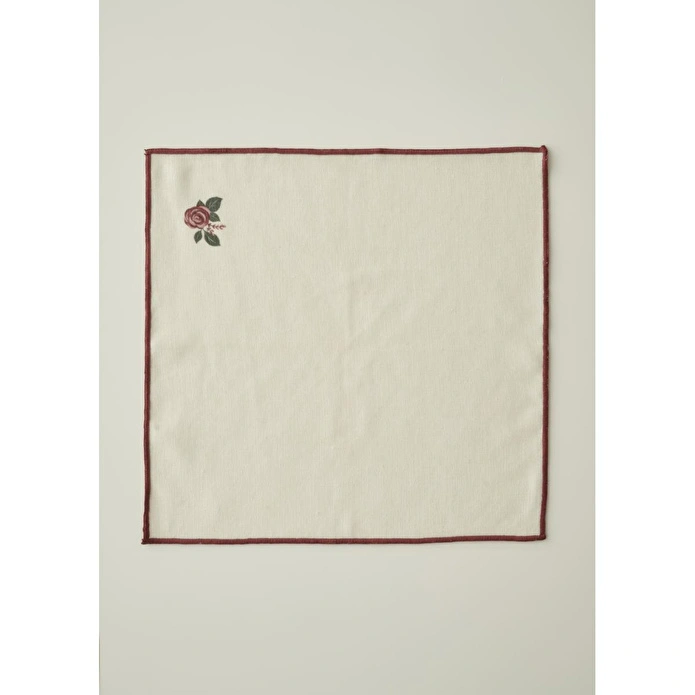 Bella Maison Rose Baskılı Peçete Krem (40x40 Cm) Krem