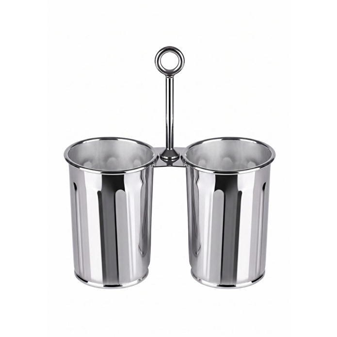 The Mia Krom Çift Bölmeli Kulplu Galvaniz Sunumluk 25 Cm