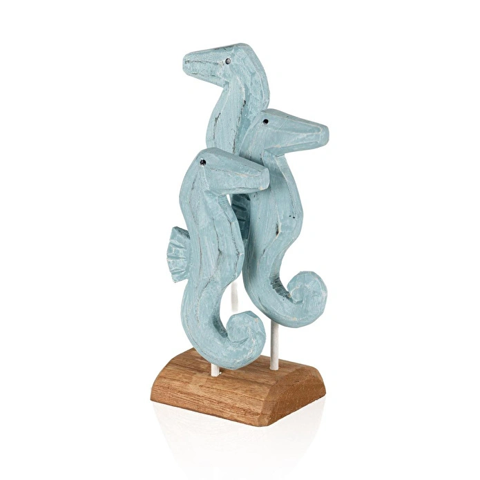 The Mia Retro Ahşap Standlı 3'lü Denizatı Biblosu 30 Cm