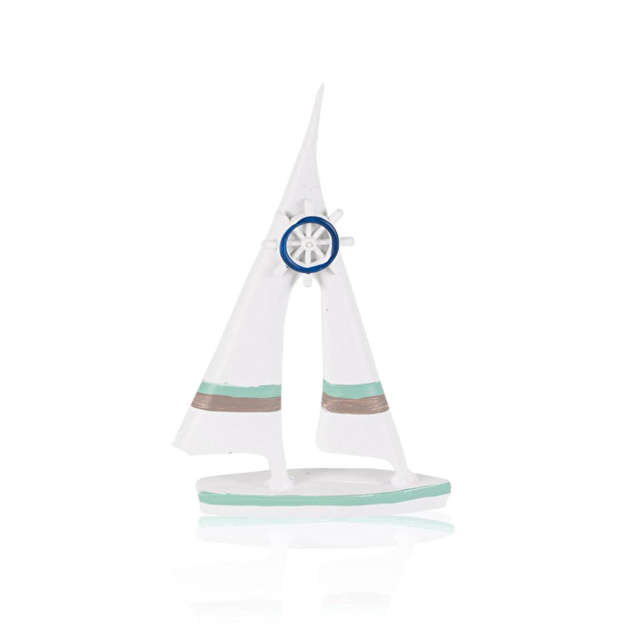 The Mia Retro Marin Çift Yelkenli Mavi Dümenli Biblo 19 Cm