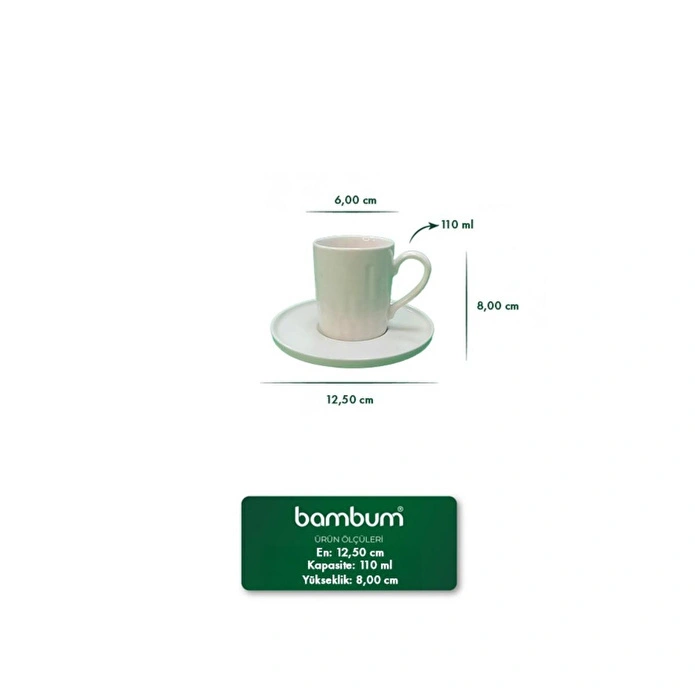 Bambum Tower 6 Kişilik Kahve Fincan Takımı 110 Ml