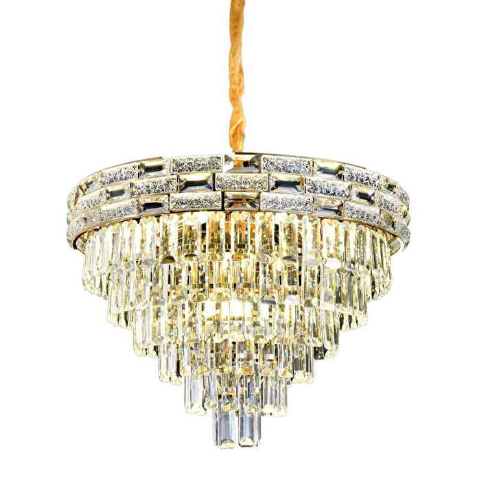 Apliqa Dolares 60'lık Gold 40 Watt Kristal Taşlı Oturma Odası, Modern Salon Avize