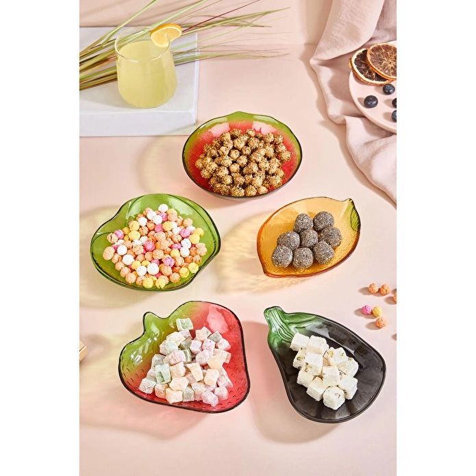 Lora Bianca Frutta 5 Parça Karışık Meyve Formlu Cam Çerez/meyve/meze Kasesi Seti