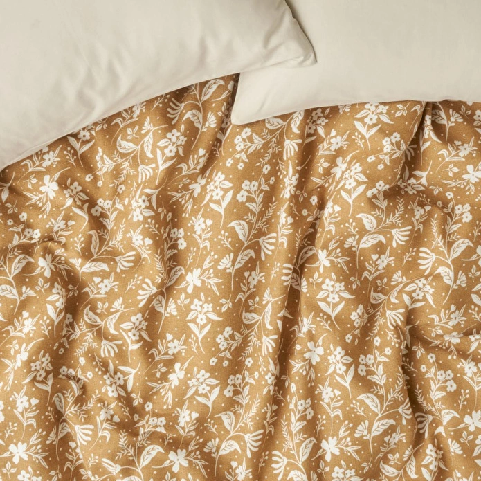 Bella Maison Heather Pamuklu Tek Kişilik Baskılı Pike Hardal (150x220 Cm)