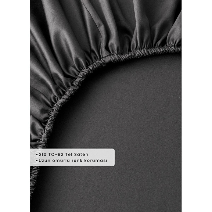 Bella Maison Premium Tencel King Size Lastikli Saten Çarşaf Antrasit (180x200x35 Cm)