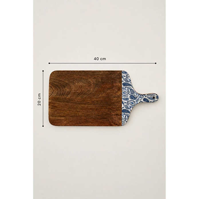 Bella Maison Paisley Mango Sunum Ve Kesme Tahtası Mavi (40x20x2 Cm) Mavi