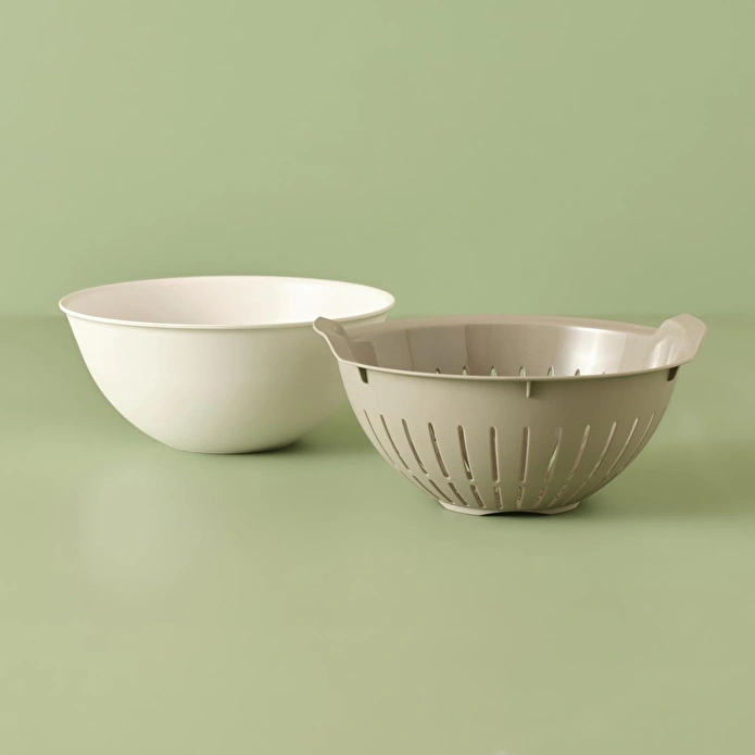 Bella Maison Handle Kaseli Süzgeç Bej (25,5x25,5x10,8 Cm) Bej