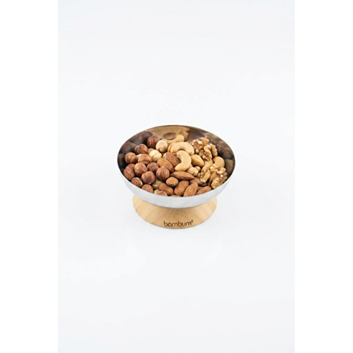 Bambum Mina - Bambu Altlıklı Çelik Sunum Tabağı 12cm
