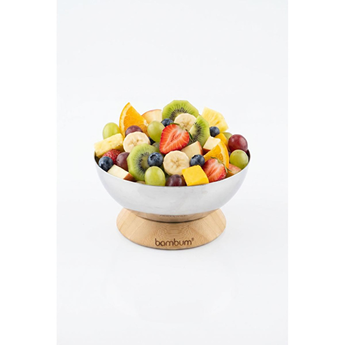Bambum Mina - Bambu Altlıklı Çelik Sunum Tabağı 12cm