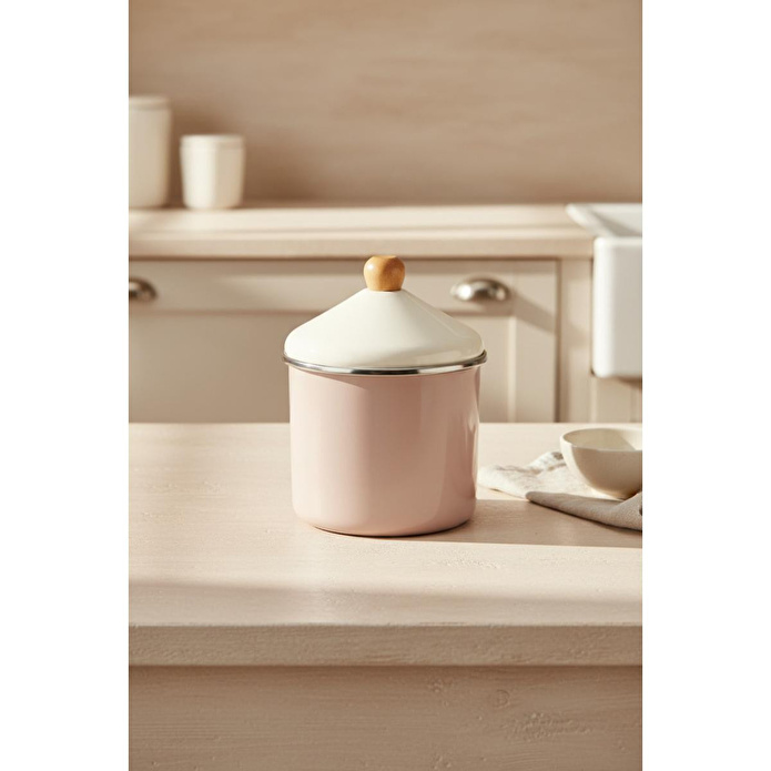 Bambum Nostalji Emaye - Ahşap Saplı Baharatlık Toprak 12 Cm