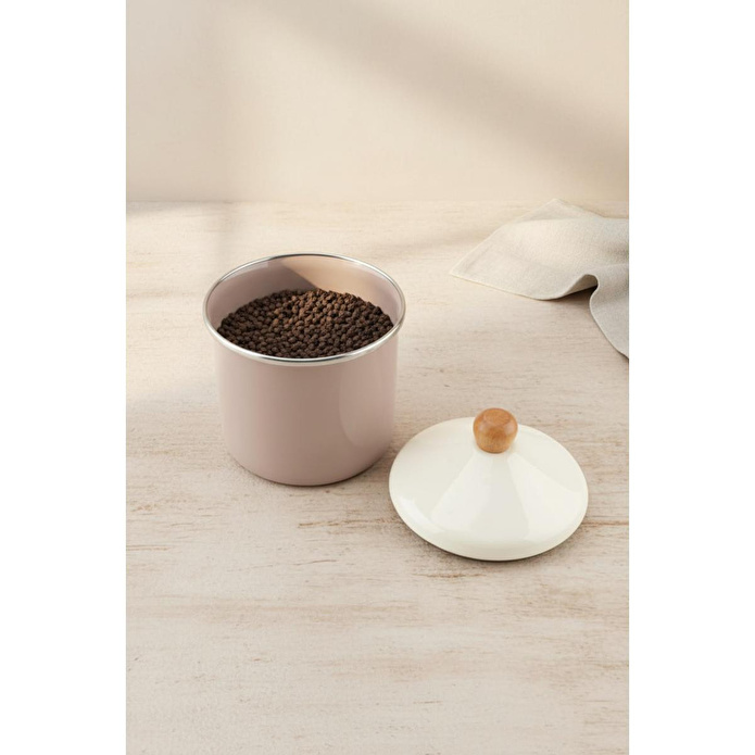 Bambum Nostalji Emaye - Ahşap Saplı Baharatlık Toprak 12 Cm