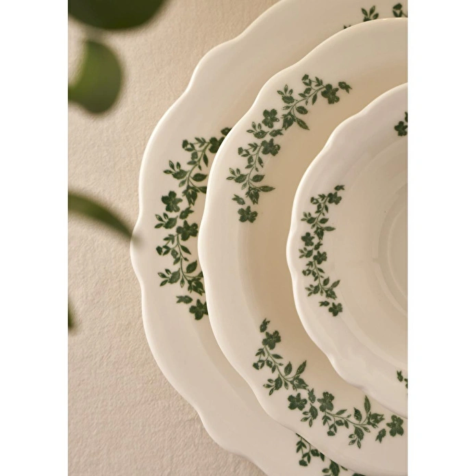 Bella Maison Lilly Porselen 24 Parça 6 Kişilik Yemek Takımı Yeşil Yeşil