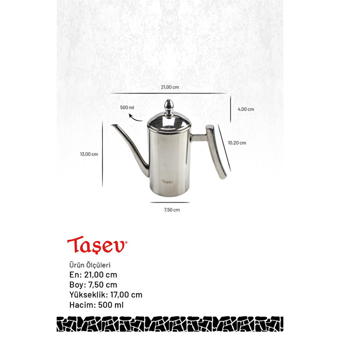 Bambum Zed Çok Amaçlı Çelik Demlik Yağlık Yağdanlık 500ml