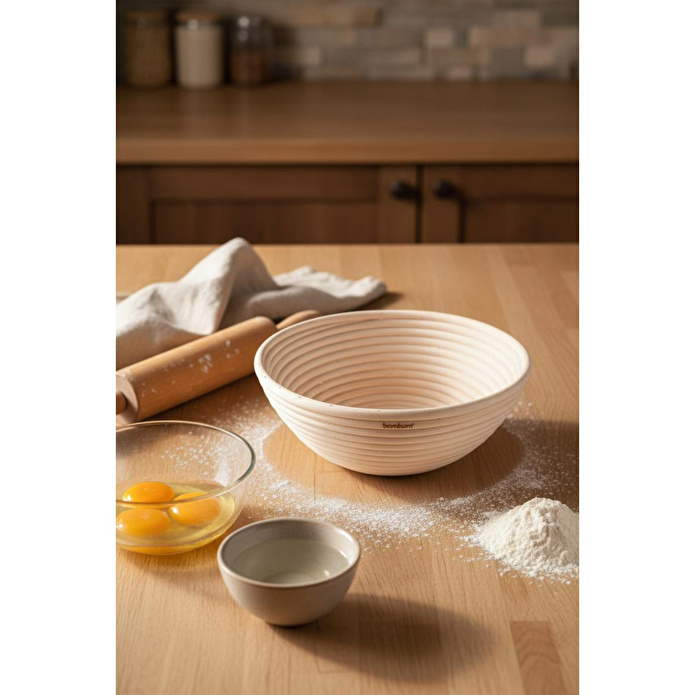 Bambum Puder - Ekmek Mayalama Sepeti Yuvarlak 22 Cm