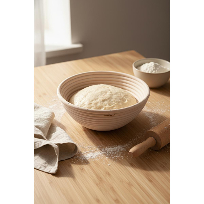 Bambum Puder - Ekmek Mayalama Sepeti Yuvarlak 22 Cm