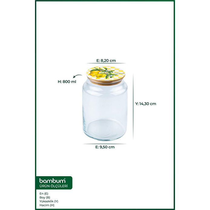 Bambum Zone Cam Saklama Kabı Limon Desenli Sarı 800ml