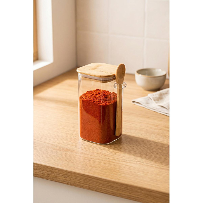 Bambum Spicy - Kaşıklı Cam Saklama Kabı 15cm