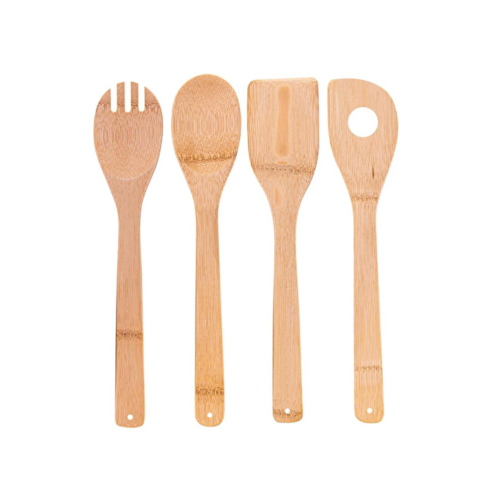 Bambum Ravili - 4'lü Servis Maşa Spatula Kaşık Seti