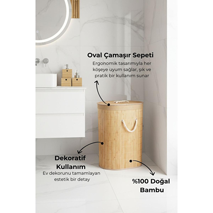 Bambum Linen - Çamaşır Sepeti Oval