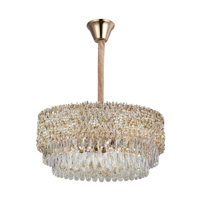 Apliqa Liana 60 Lik Gold Kaplamalı Modern Tasarım Salon Kristal Sarkıt Avize