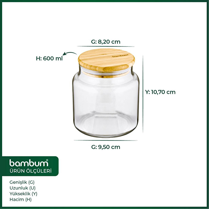 Bambum Zone - Cam Saklama Kabı 600ml