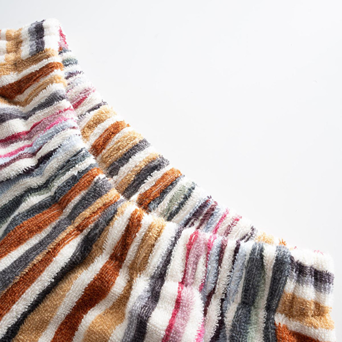 Green Black Stripe Soft Kadın Havlu Şortlu Takım %100 Pamuk Renkli Standart