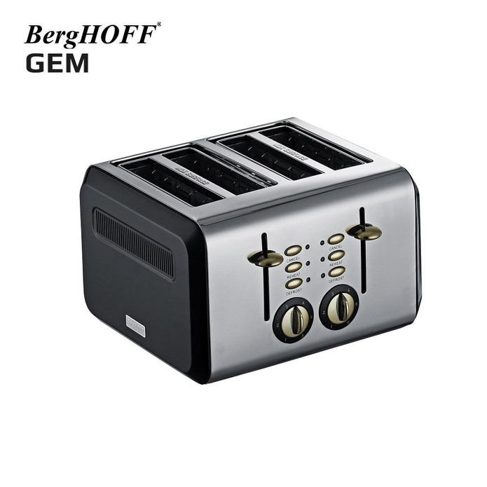 Berghoff Gem Titan Parlak Gümüş Siyah Dört Dilim Ekmek Kızartma Makinesi