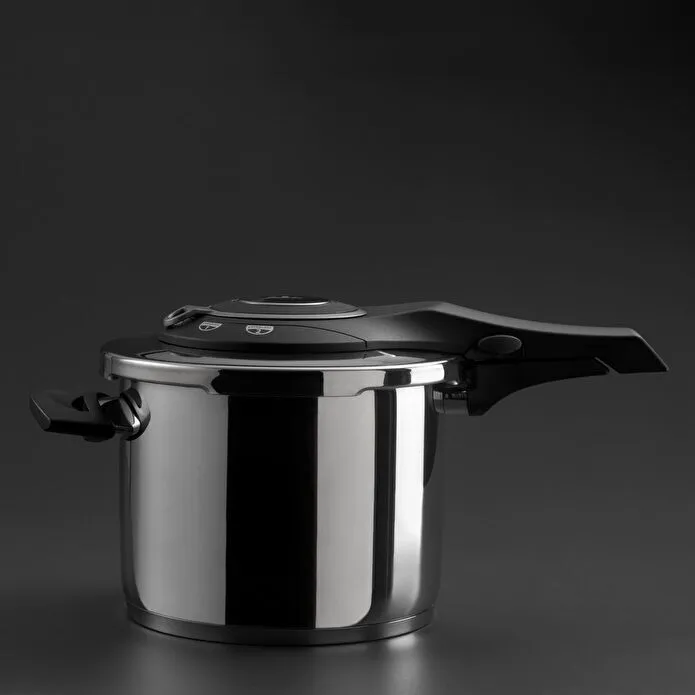 Jumbo Procook 6 Litre Siyah Açık Gri Paslanmaz Çelik Düdüklü Tencere