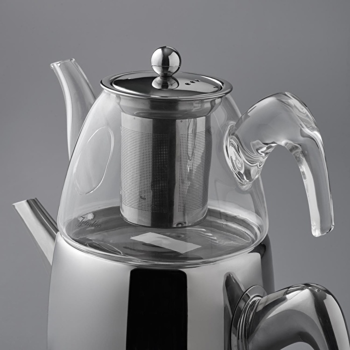Jumbo 6500 Cam Demlikli Full Metal Sap İndüksiyon Tabanlı Çaydanlık