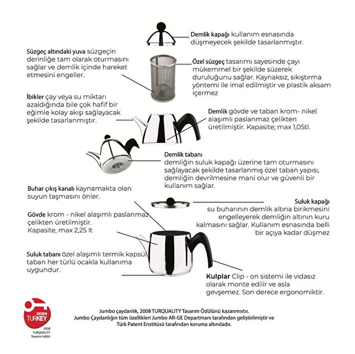 Jumbo 6500 Siyah İndüksiyon Tabanlı Çaydanlık