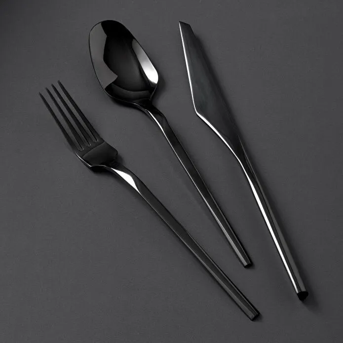 Jumbo 5100 Quartz Titanyum Siyah 12 Kişilik 84 Parça Çatal Kaşık Bıçak Takımı