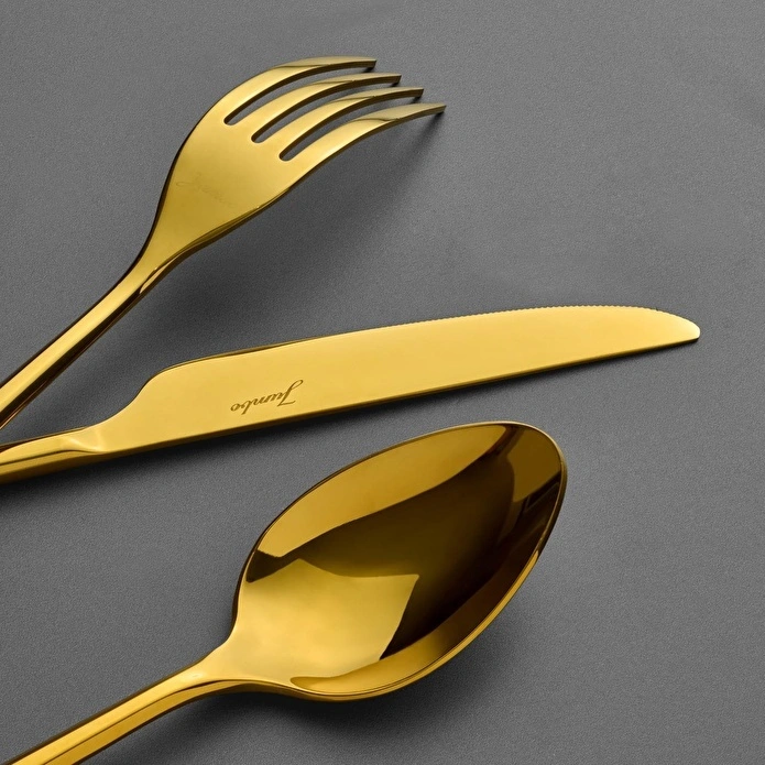 Jumbo 1001 Titanyum Gold 12 Kişilik 84 Parça Çatal Kaşık Bıçak Takımı
