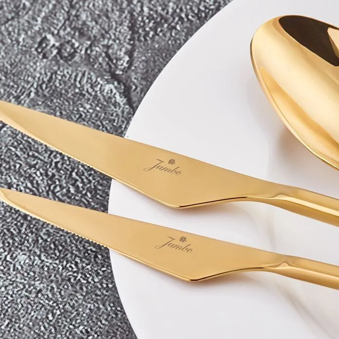 Jumbo 5500 Titanyum Gold 12 Kişilik 84 Parça Çatal Kaşık Bıçak Takımı