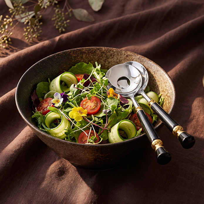Jumbo Black 2 Parça Salata Servis Seti