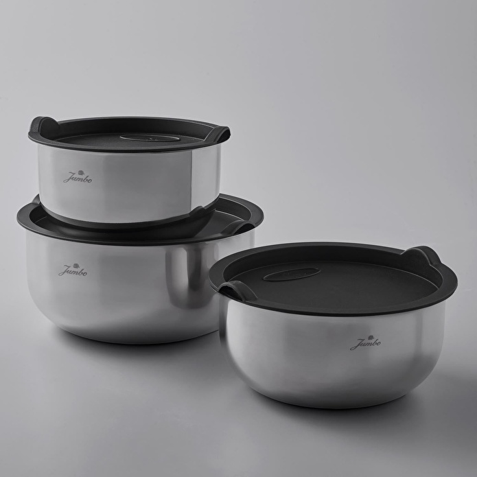 Jumbo Globe Çelik Midi Saklama ve Karıştırma Kabı 3'lü