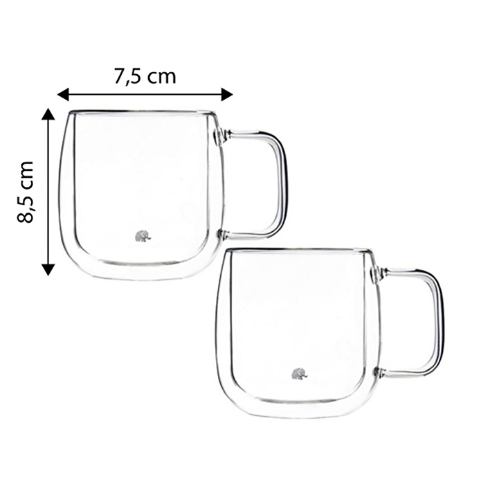 Jumbo Glory 2 Li Double Wall Çift Cidarlı Kulplu Küçük Bardak 250 Ml