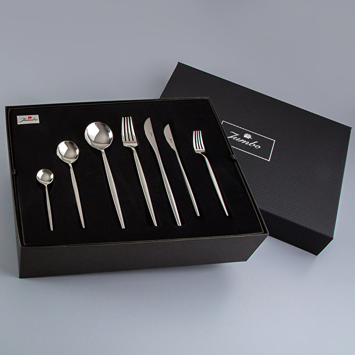 Jumbo 9000 Mat Çelik 84 Parça 12 Kişilik Çatal Kaşık Bıçak Takımı