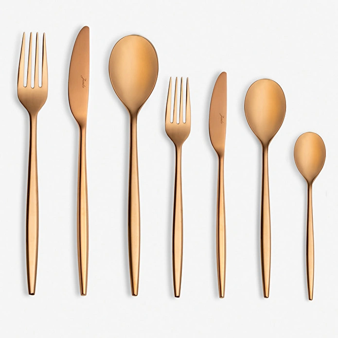 Jumbo 5800 Apollo Titanyum Bronz 12 Kişilik 84 Parça Çatal Kaşık Bıçak Takımı