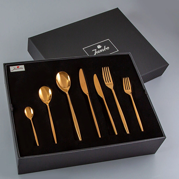 Jumbo 5800 Apollo Titanyum Bronz 12 Kişilik 84 Parça Çatal Kaşık Bıçak Takımı