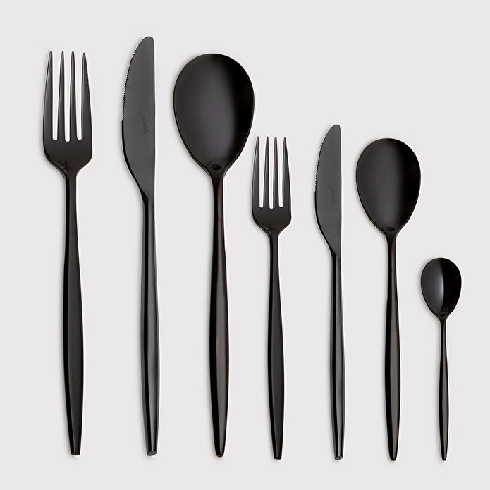 Jumbo 5800 Apollo Titanyum Siyah 12 Kişilik 84 Parça Çatal Kaşık Bıçak Takımı