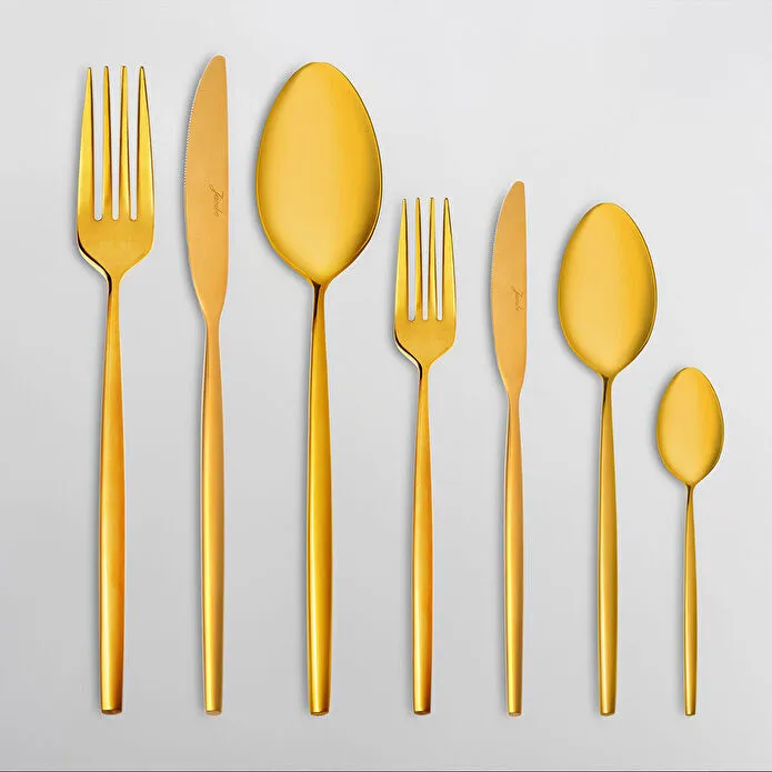 Jumbo 5900 Infinity Titanyum Gold 12 Kişilik 84 Parça Çatal Kaşık Bıçak Takımı