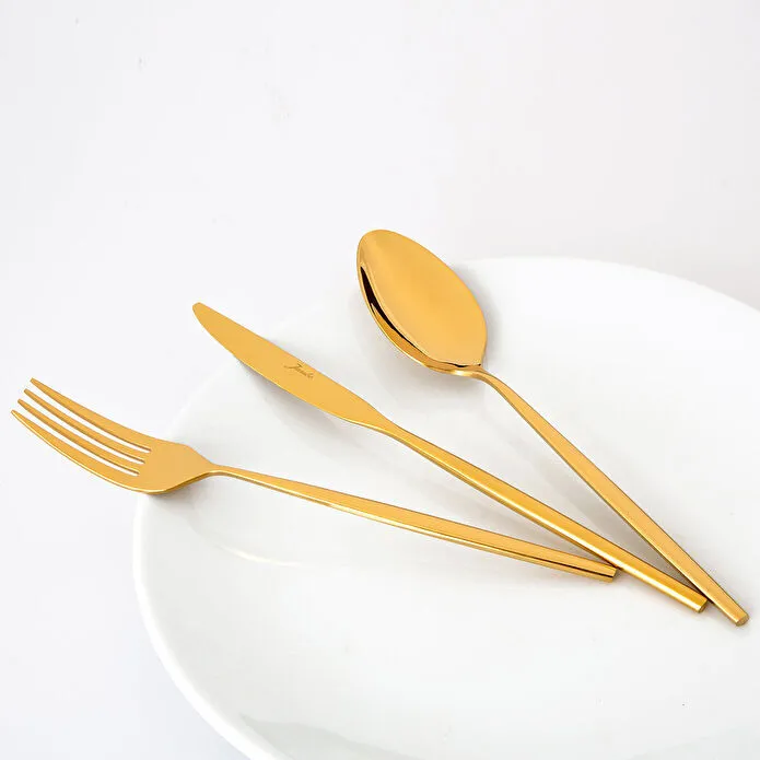 Jumbo 5900 Infinity Titanyum Gold 12 Kişilik 84 Parça Çatal Kaşık Bıçak Takımı